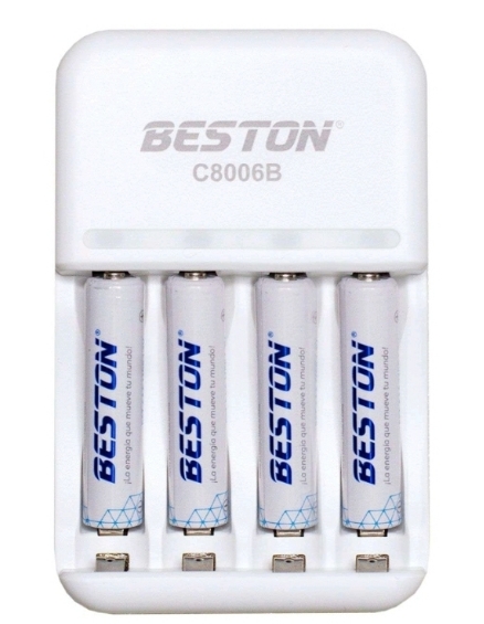 Cargador de Baterías C8006B + 4 Pilas Recargables AAA 1100mAh