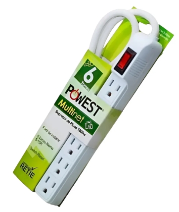 Multitoma Supresora de Picos POWEST FL243S 6 Tomas