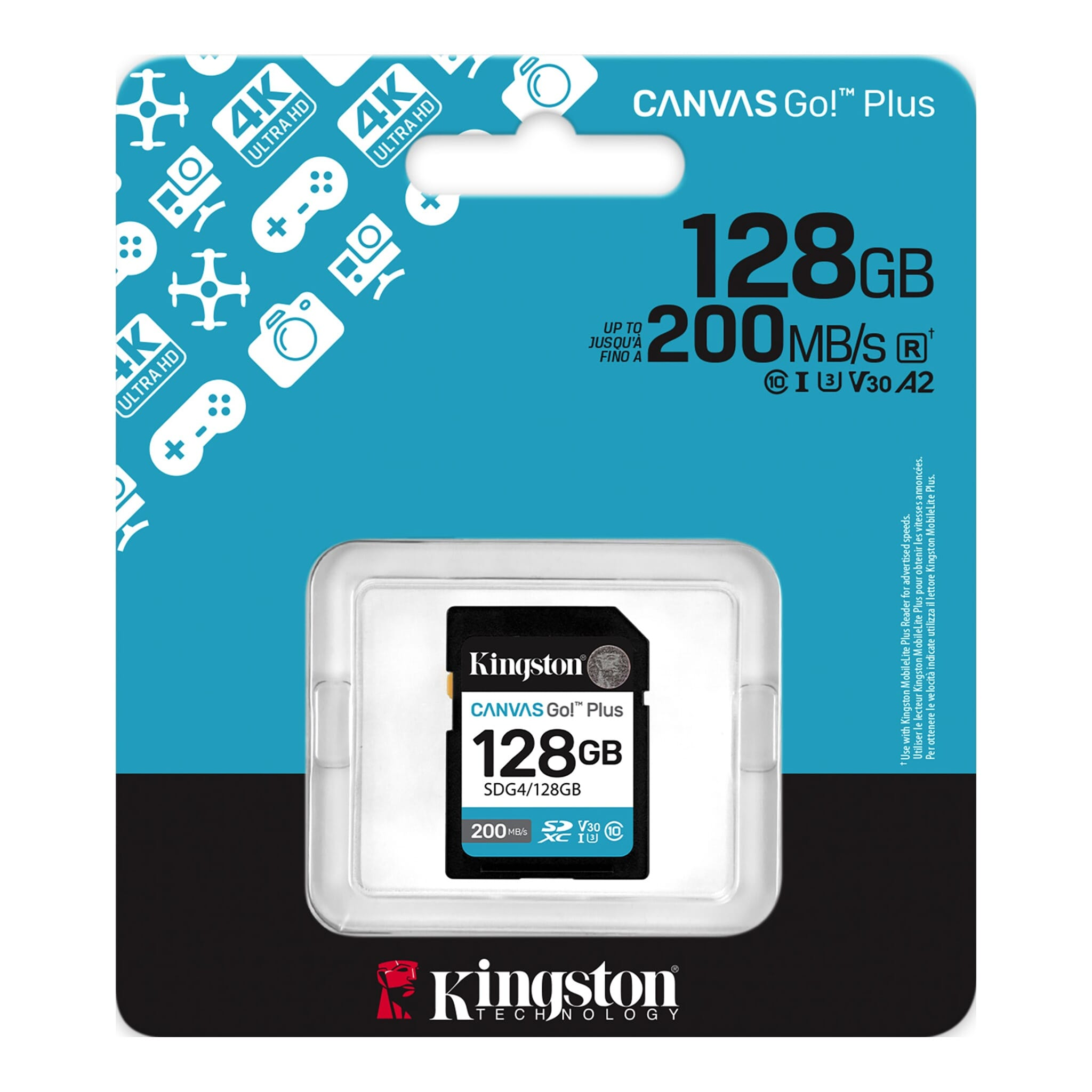 Kingston Canvas Go! Plus SDXC 128GB UHS-I U3 V30 SDG4/128GB