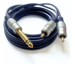 Cable de Audio 2 RCA a Plug 6.35 mm Mono Hi-Tronic JR8406A 3.6 Metros